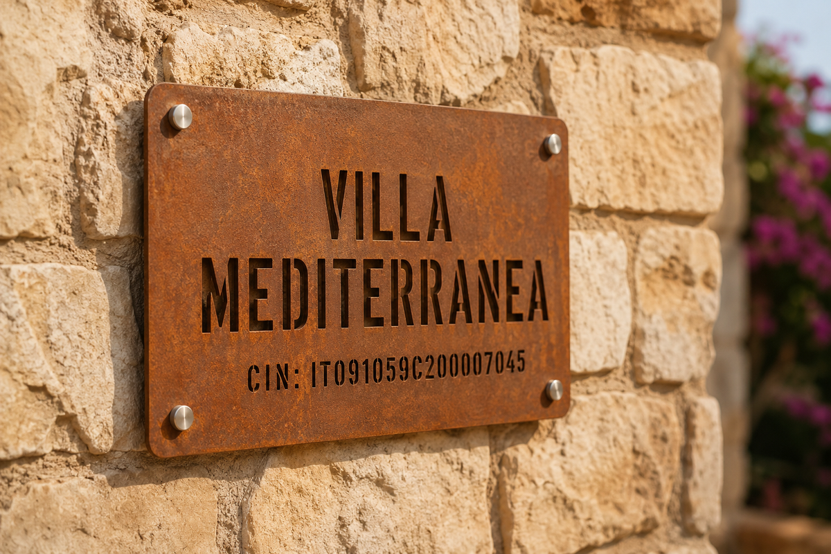 Targa CIN in acciaio Corten personalizzata
