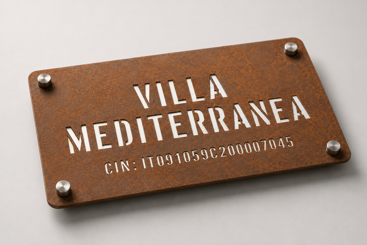 Targa CIN in acciaio Corten personalizzata