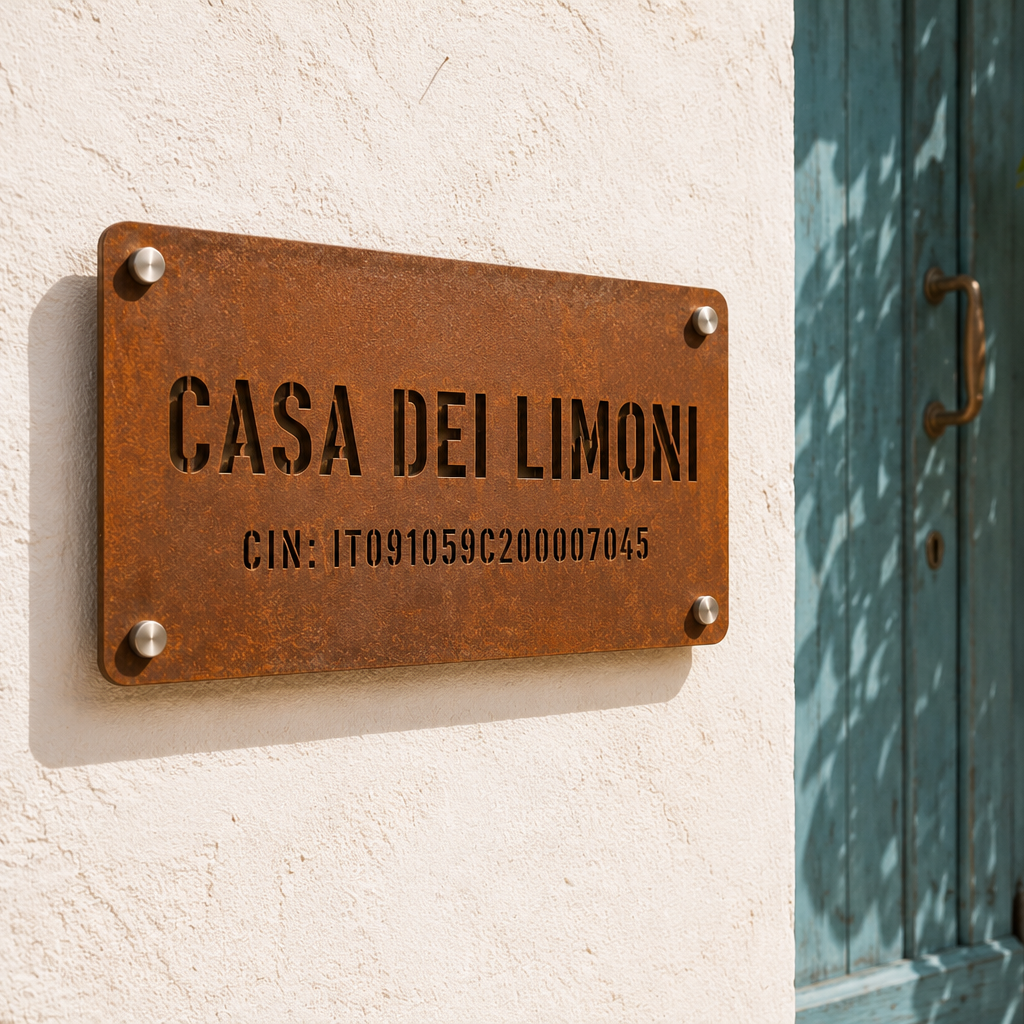 Targa CIN in acciaio Corten personalizzata