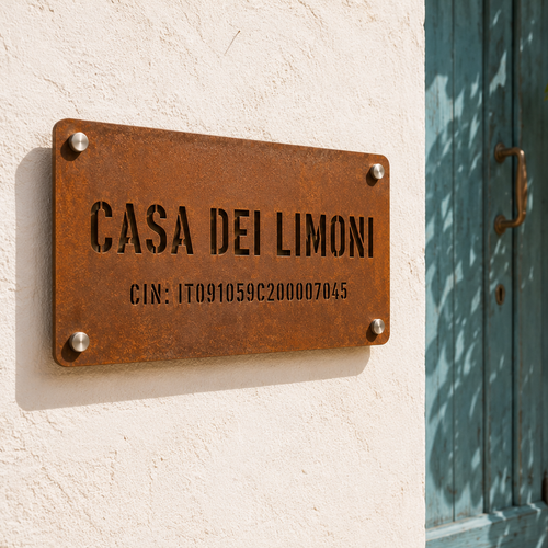 Targa CIN in acciaio Corten personalizzata