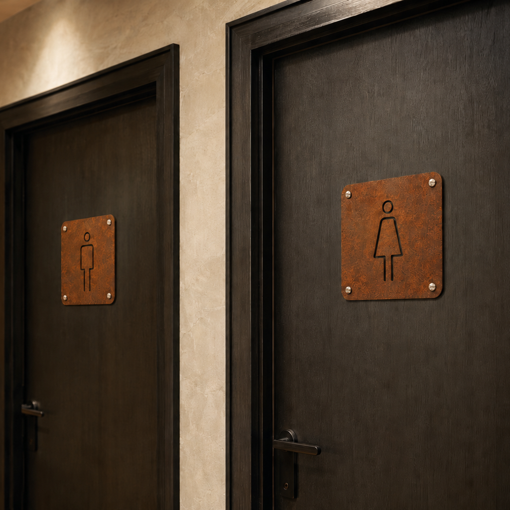 Targhe WC in Corten per bagni