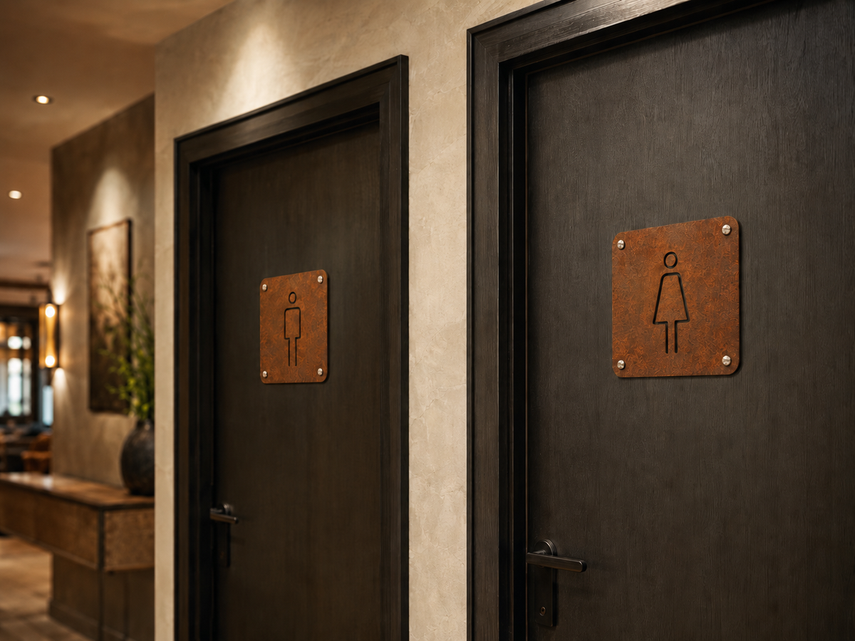 Targhe WC in Corten per bagni