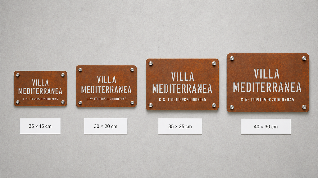 Targa CIN in acciaio Corten personalizzata