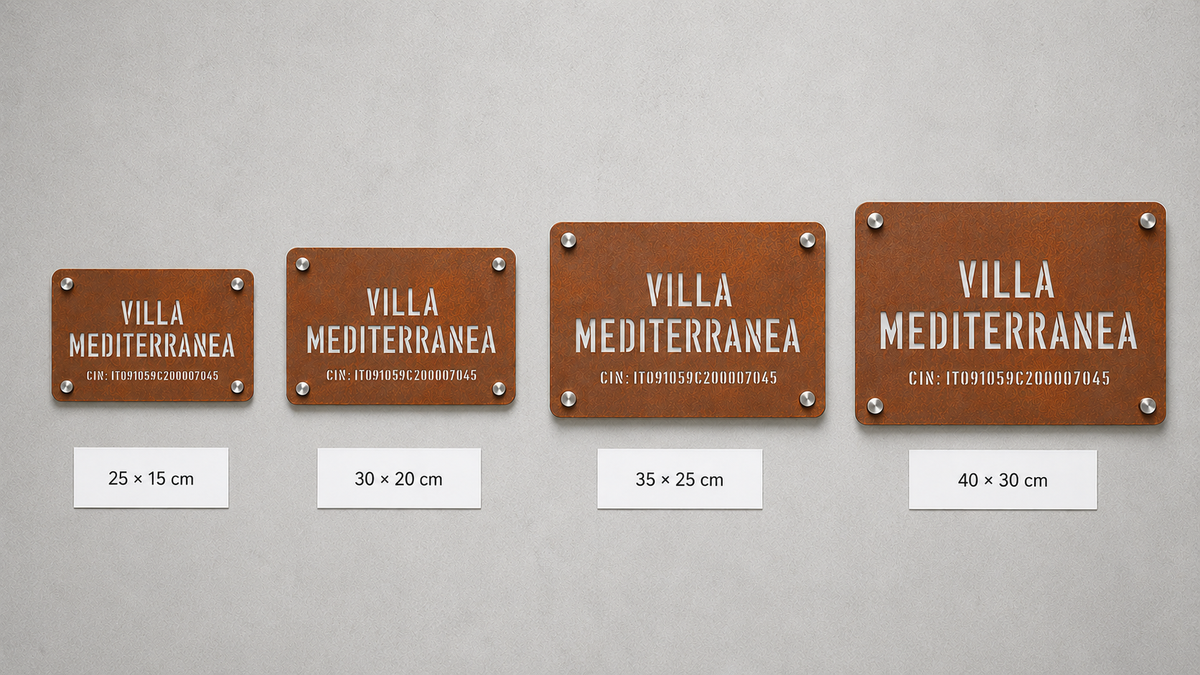 Targa CIN in acciaio Corten personalizzata