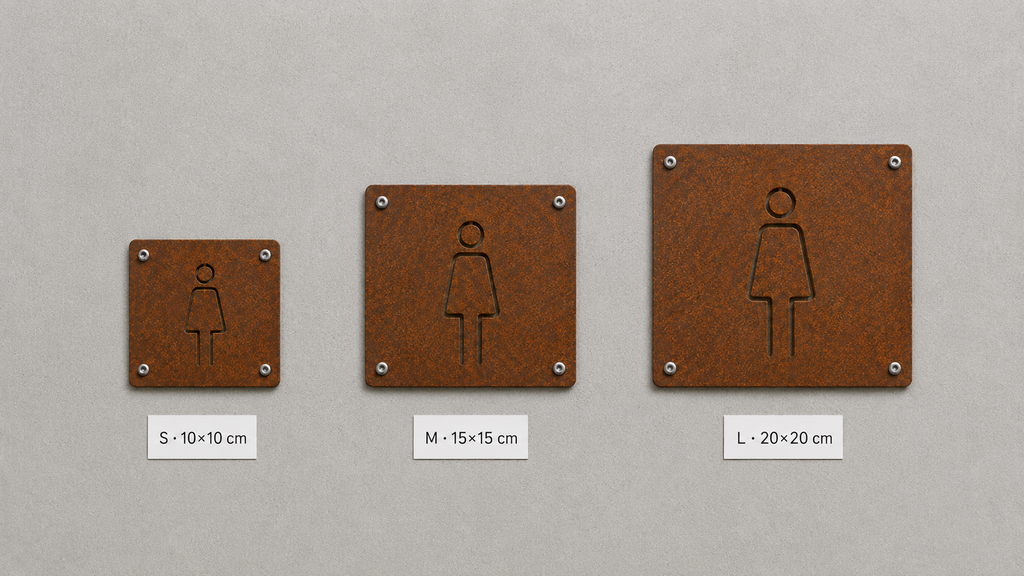 Targhe WC in Corten per bagni