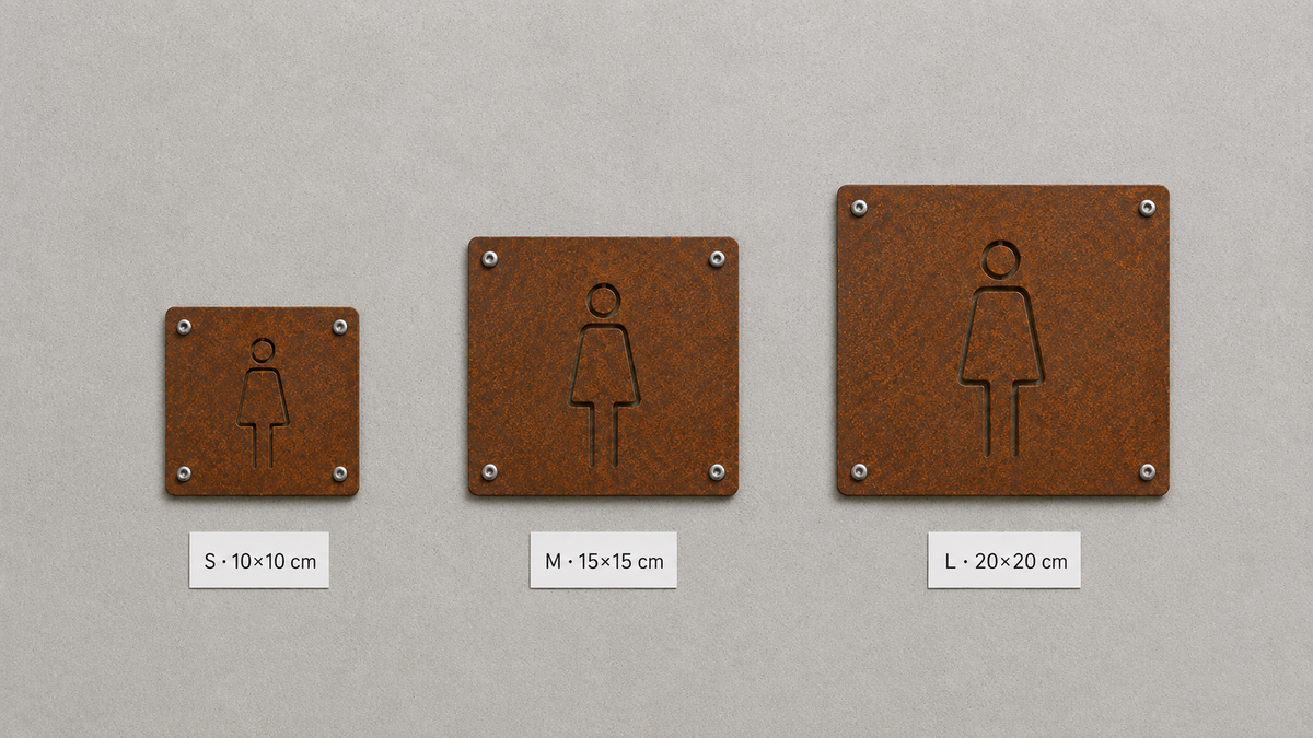 Targhe WC in Corten per bagni