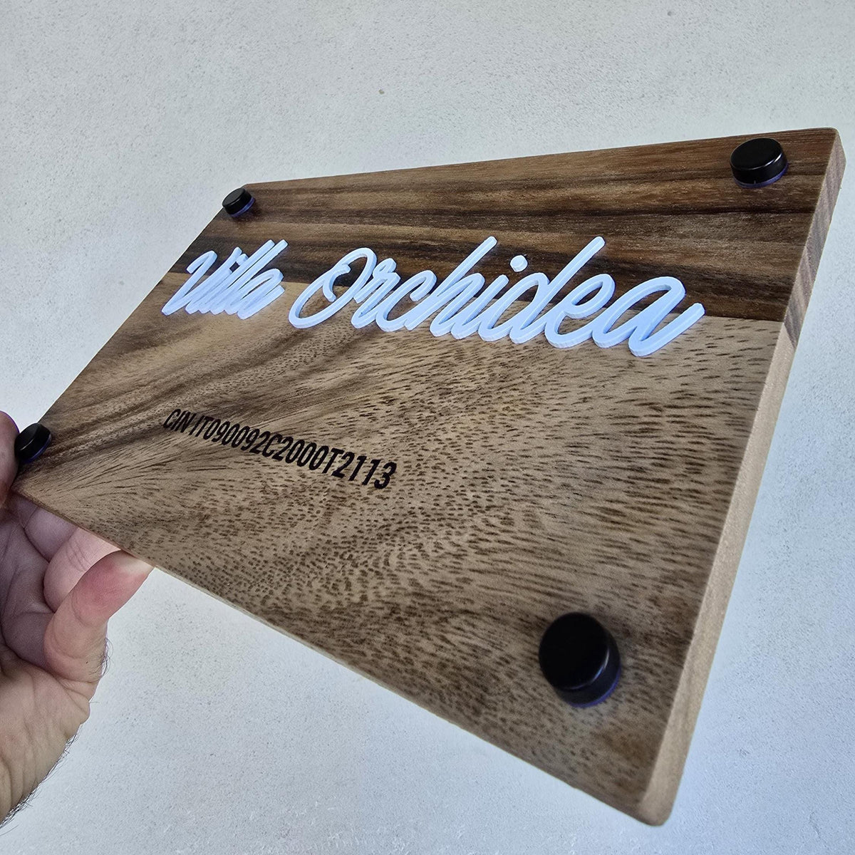 Targa casa in legno di acacia con numero CIN