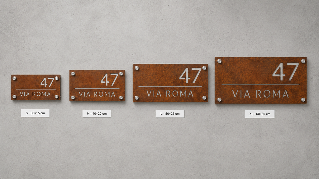 Targa indirizzo in Corten traforata