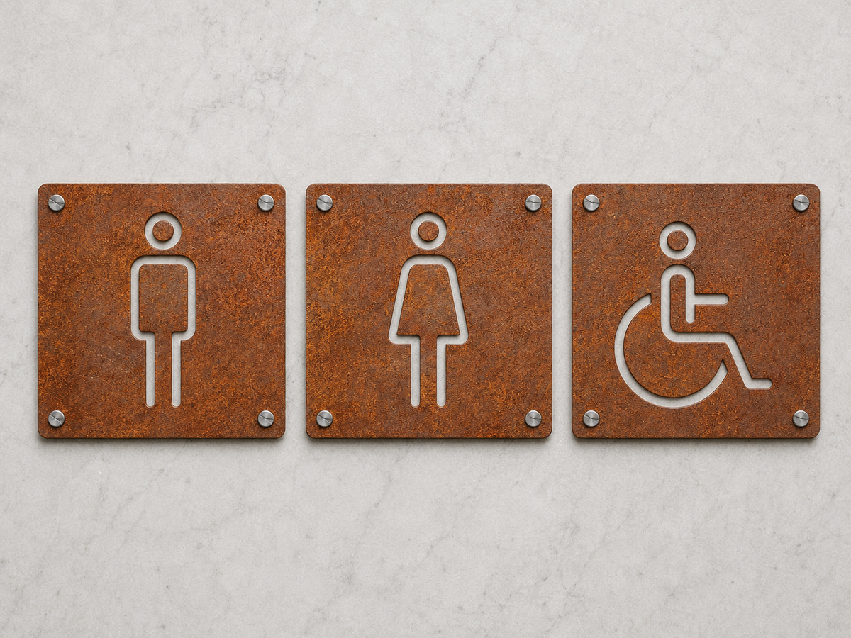 Targhe WC in Corten per bagni