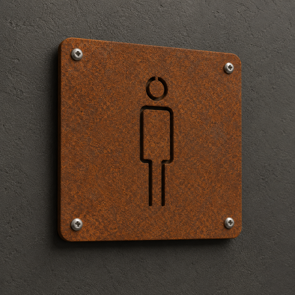 Targhe WC in Corten per bagni