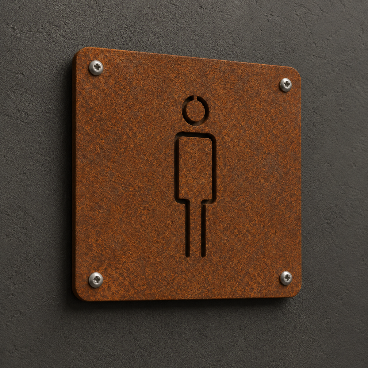 Targhe WC in Corten per bagni
