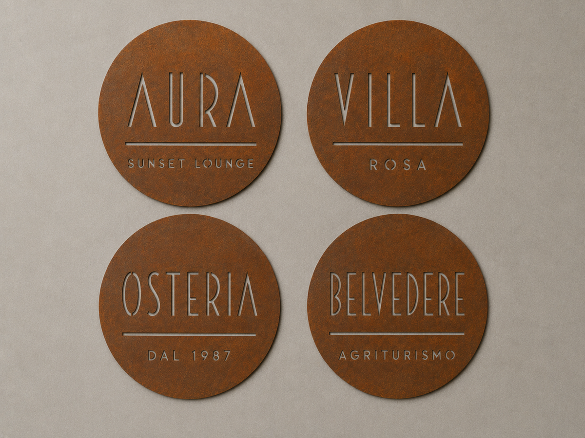 Targa rotonda in Corten per attivita'