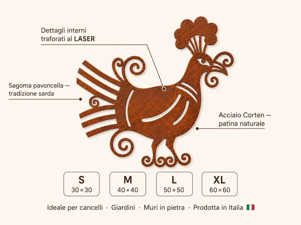 Pavoncella sarda in Corten