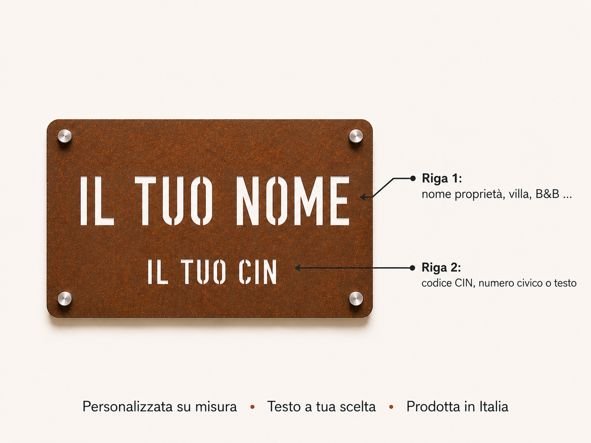 Targa CIN in acciaio Corten personalizzata