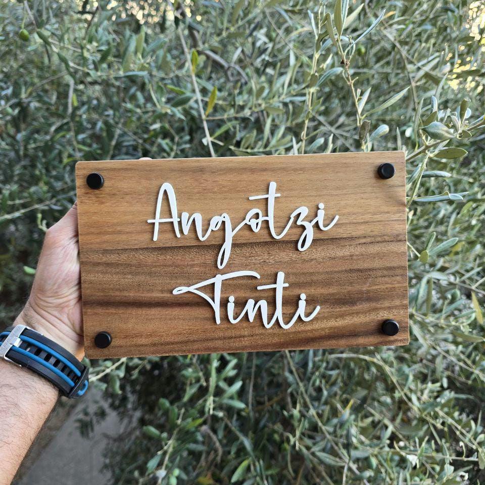 Targa casa in legno di acacia con numero CIN