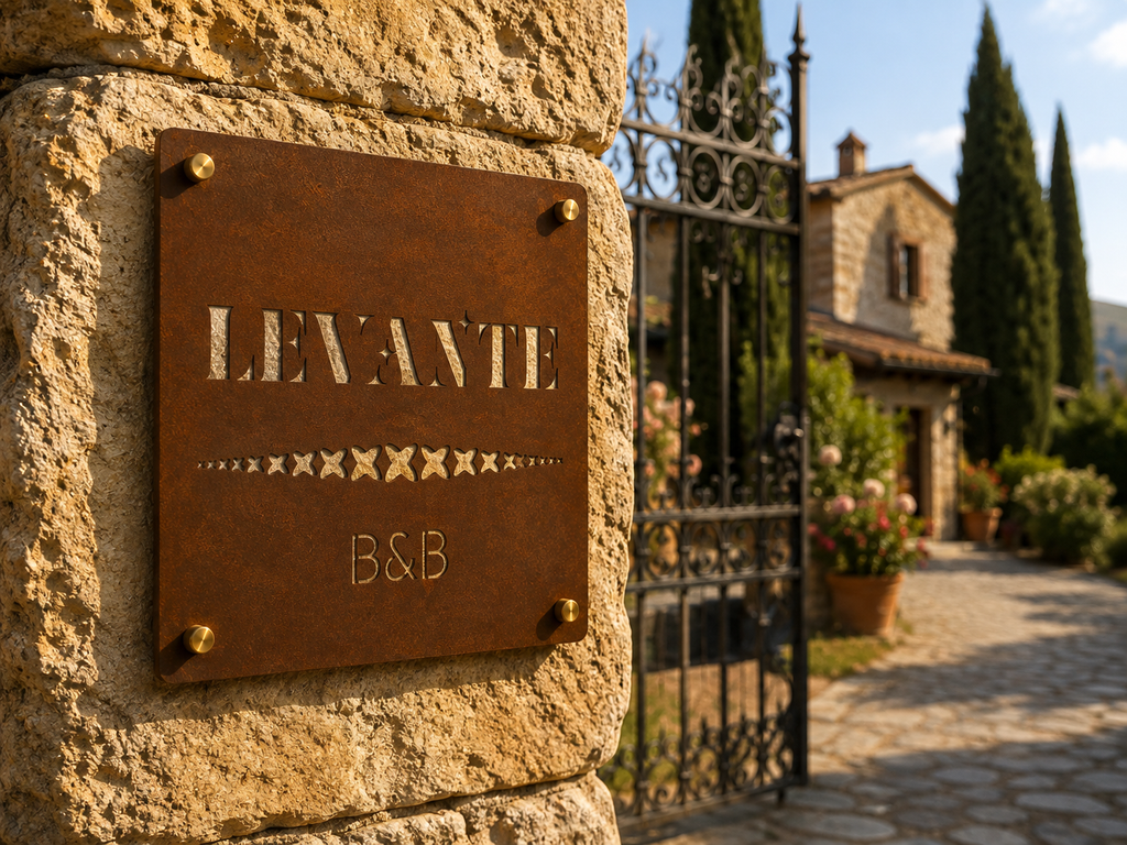Targa quadrata in Corten per villa e B&B