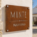Personalisiertes CorTen-Schild im Art-déco-Stil