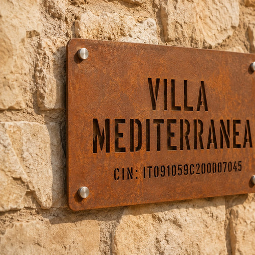 Targa CIN in acciaio Corten personalizzata