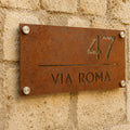 Targa indirizzo in Corten traforata