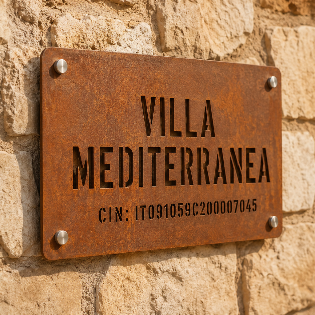 Targa CIN in acciaio Corten personalizzata
